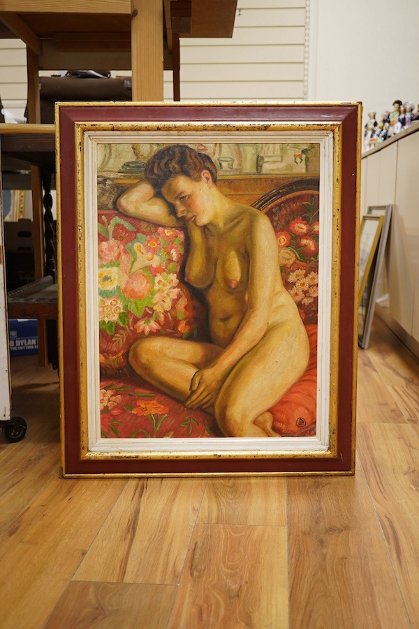 A decorative oil on board, Study of a nude, 59 x 43cm. Condition - good